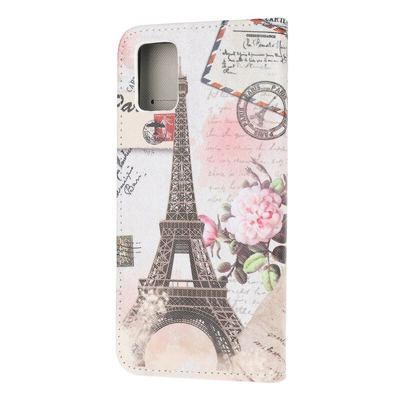 Custodia in pelle Samsung Galaxy A52 4G / A52 5G / A52s 5G Retrò Torre Eiffel