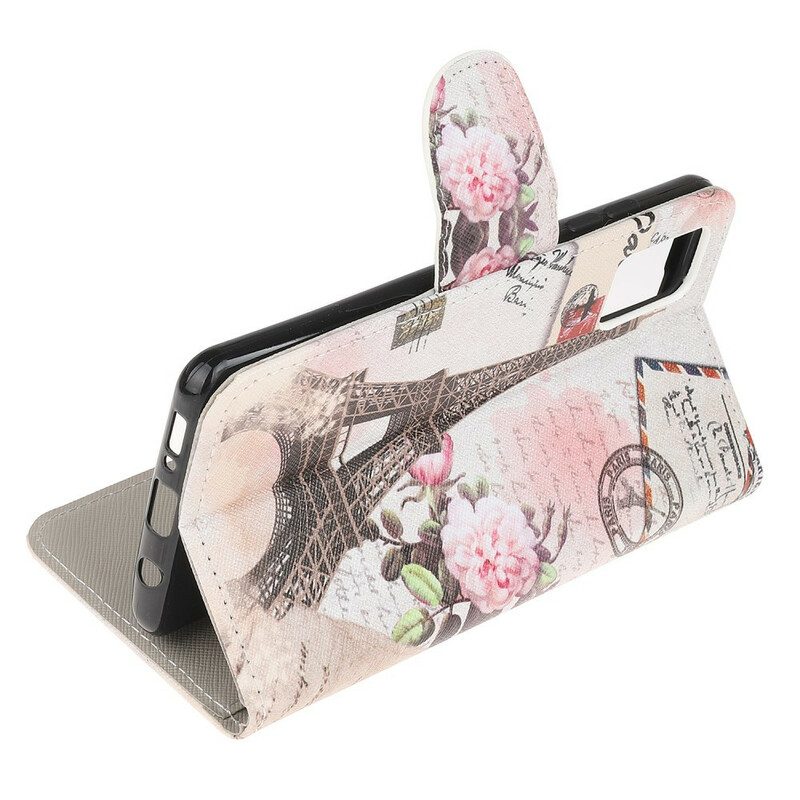 Custodia in pelle Samsung Galaxy A52 4G / A52 5G / A52s 5G Retrò Torre Eiffel