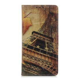 Custodia in pelle Samsung Galaxy A52 4G / A52 5G / A52s 5G Torre Eiffel In Autunno