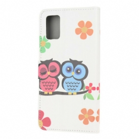 Folio Cover Samsung Galaxy A52 4G / A52 5G / A52s 5G Coppia Di Gufi