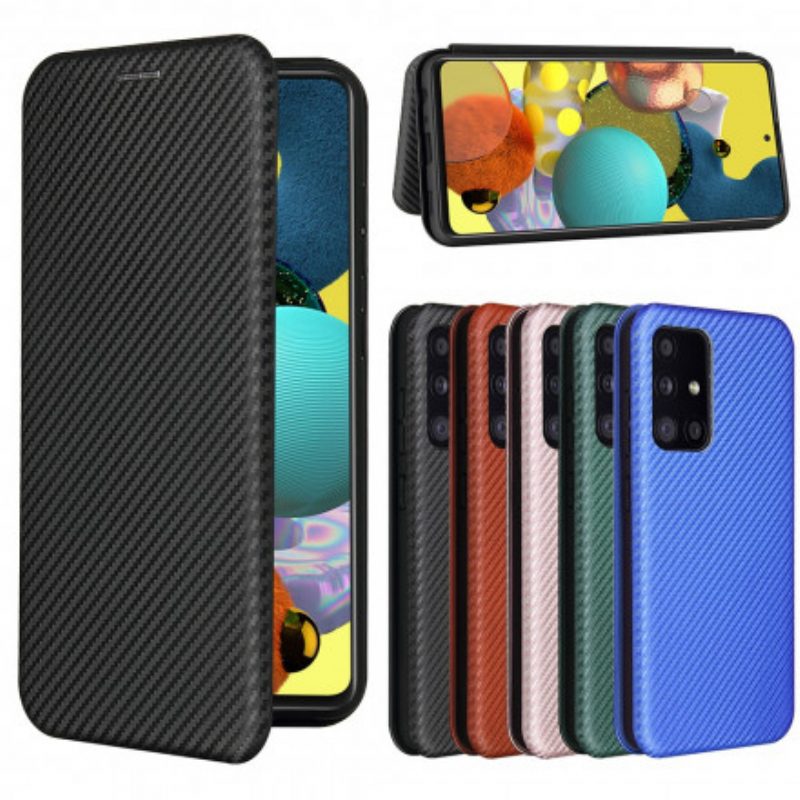 Folio Cover Samsung Galaxy A52 4G / A52 5G / A52s 5G Custodia in pelle Fibra Di Carbonio