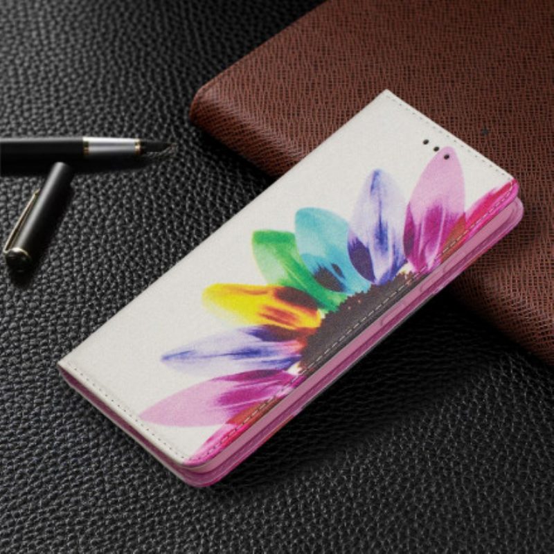 Folio Cover Samsung Galaxy A52 4G / A52 5G / A52s 5G Custodia in pelle Fiore Dell'acquerello