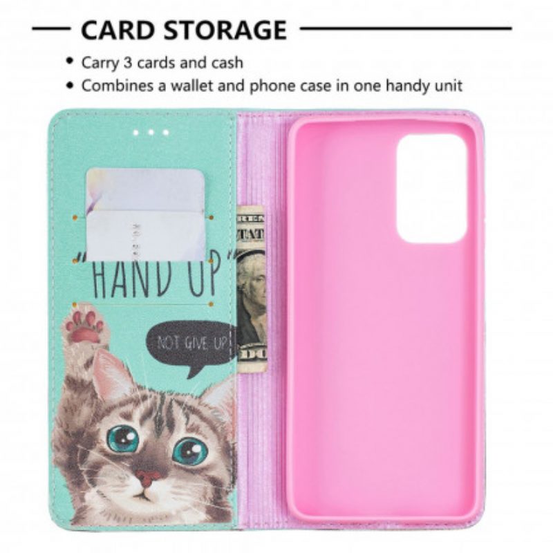Folio Cover Samsung Galaxy A52 4G / A52 5G / A52s 5G Custodia in pelle Mano In Alto