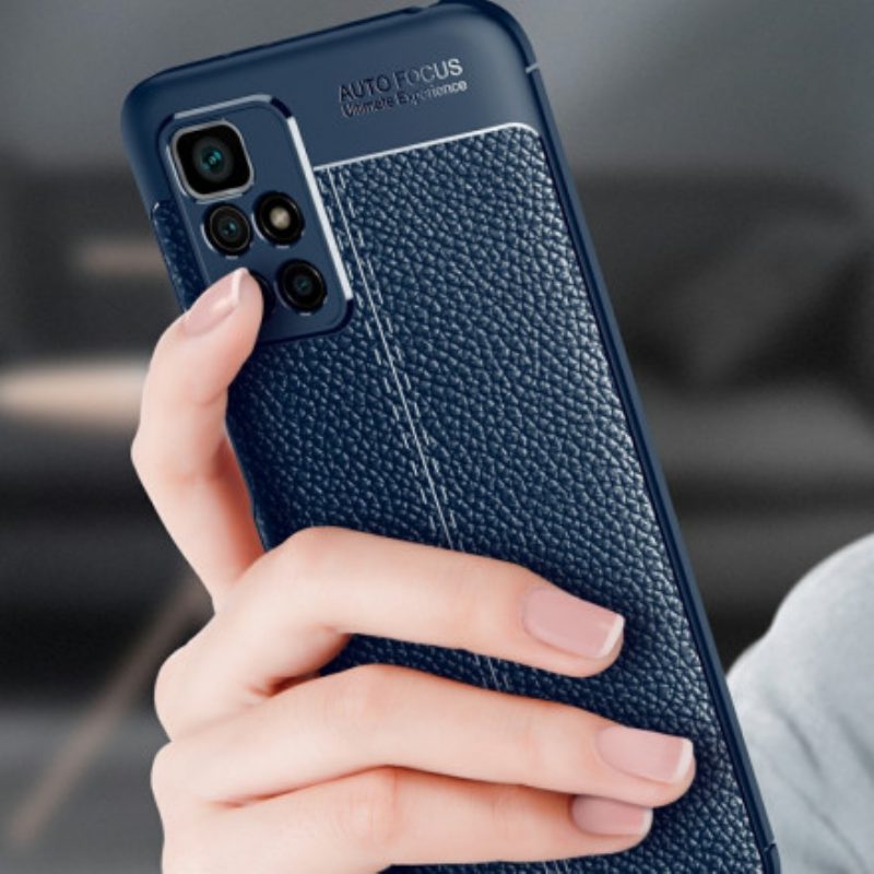 Cover Xiaomi Redmi 10 Doppia Linea Litchi Effetto Pelle