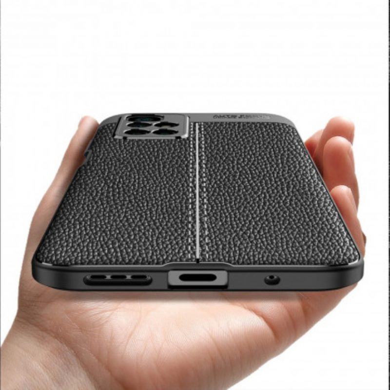 Cover Xiaomi Redmi 10 Doppia Linea Litchi Effetto Pelle