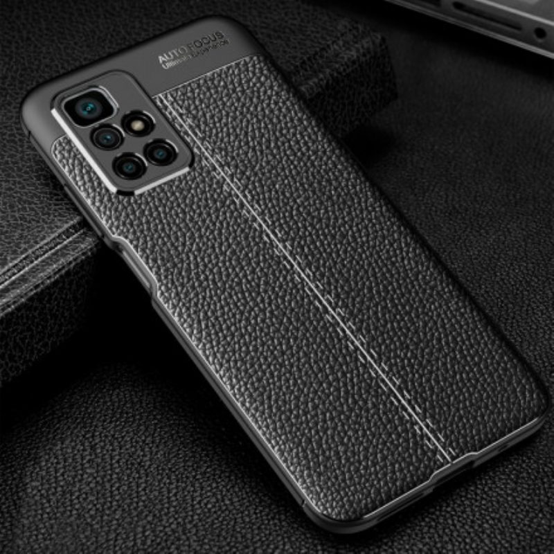 Cover Xiaomi Redmi 10 Doppia Linea Litchi Effetto Pelle
