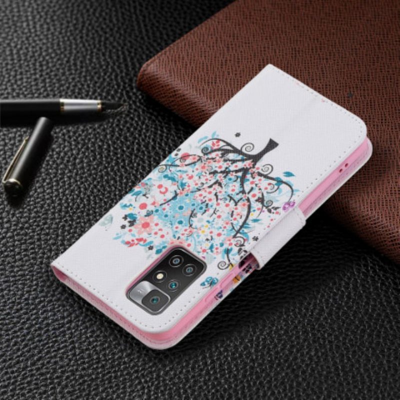 Custodia in pelle Xiaomi Redmi 10 Albero Fiorito