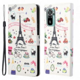 Custodia in pelle Xiaomi Redmi 10 Amo Parigi A Lanière