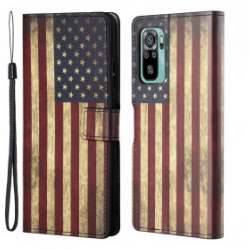 Custodia in pelle Xiaomi Redmi 10 Bandiera Americana
