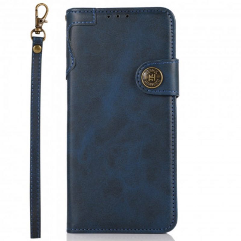 Custodia in pelle Xiaomi Redmi 10 Bottone Magnetico Khazneh