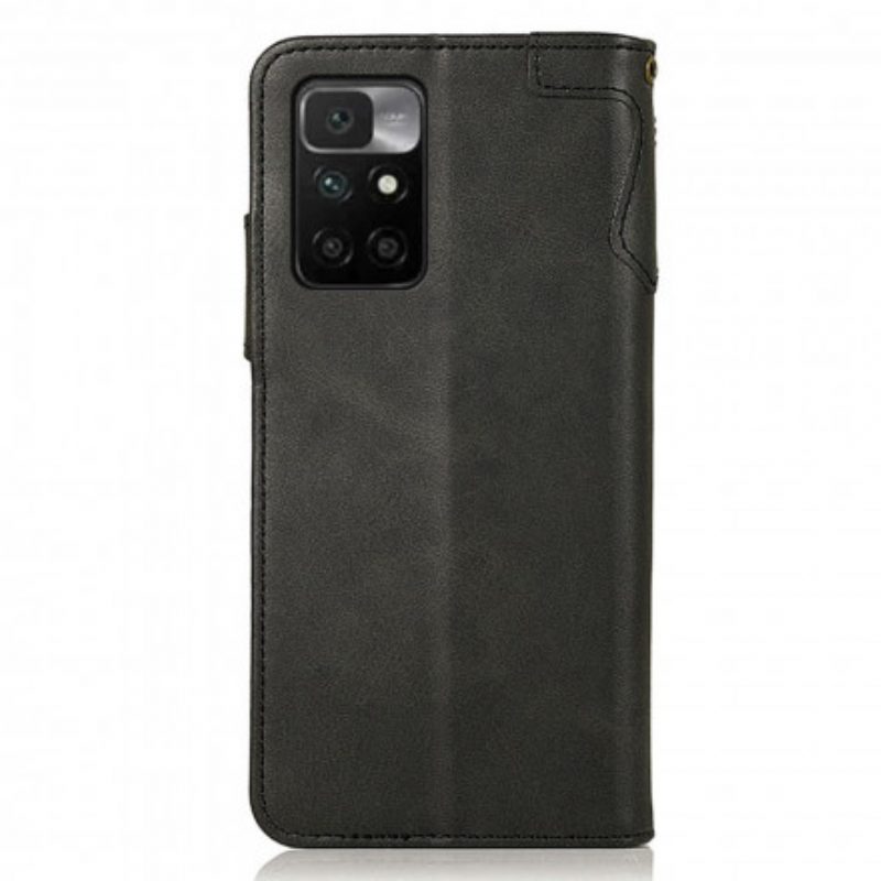 Custodia in pelle Xiaomi Redmi 10 Bottone Magnetico Khazneh
