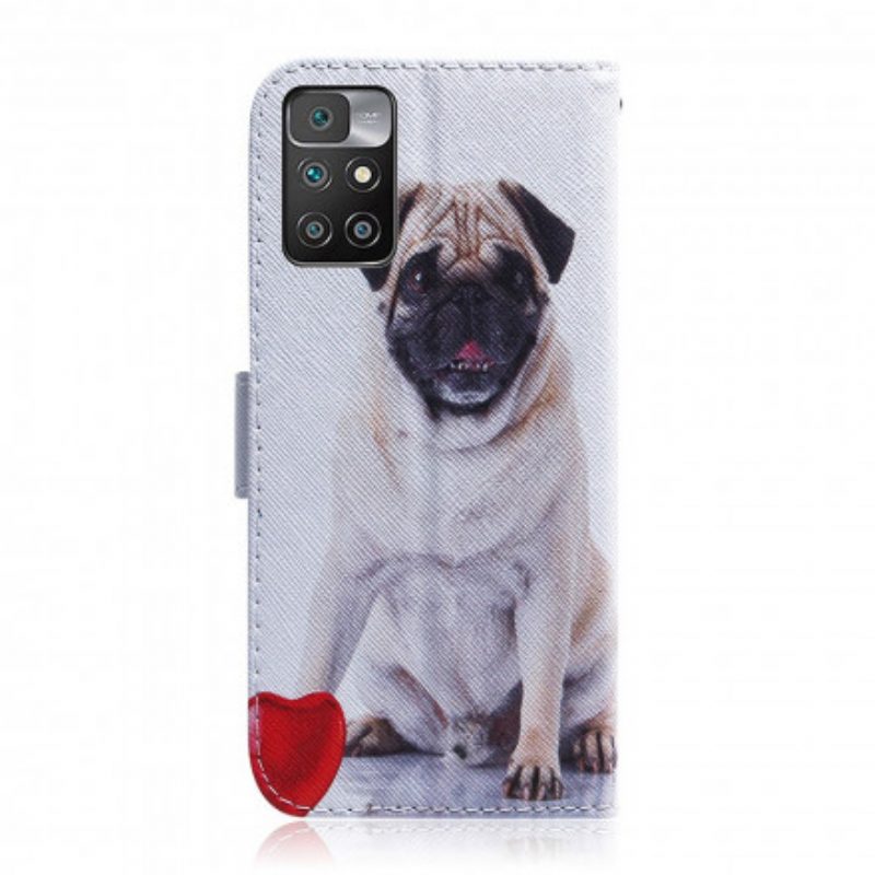 Custodia in pelle Xiaomi Redmi 10 Cane Carlino