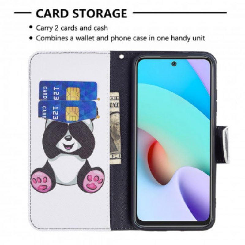 Custodia in pelle Xiaomi Redmi 10 Divertimento Panda