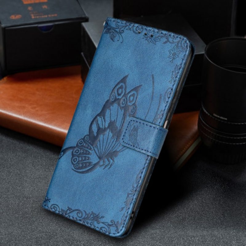 Custodia in pelle Xiaomi Redmi 10 Farfalla Barocco Strappy