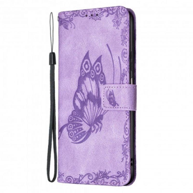 Custodia in pelle Xiaomi Redmi 10 Farfalla Barocco Strappy