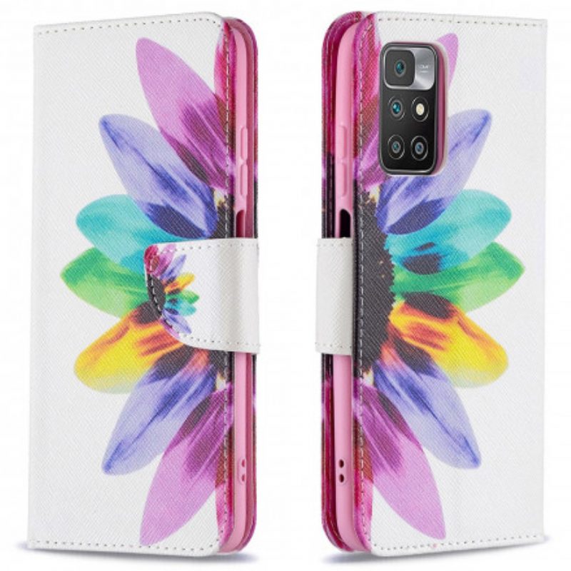 Custodia in pelle Xiaomi Redmi 10 Fiore Dell'acquerello