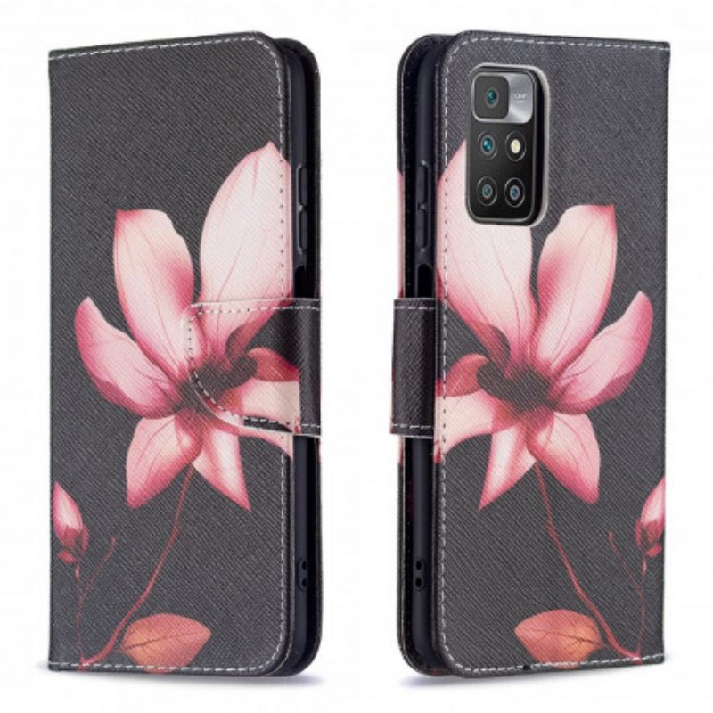 Custodia in pelle Xiaomi Redmi 10 Fiore Rosa
