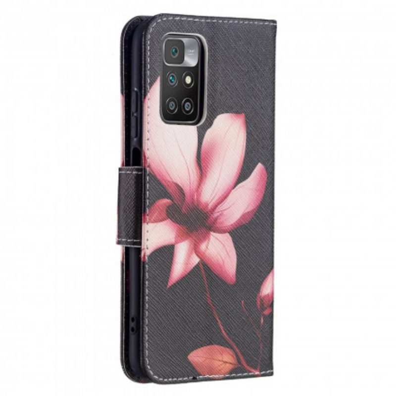 Custodia in pelle Xiaomi Redmi 10 Fiore Rosa