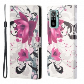 Custodia in pelle Xiaomi Redmi 10 Fiori Tropicali