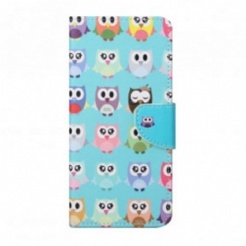 Custodia in pelle Xiaomi Redmi 10 Gufi Multipli