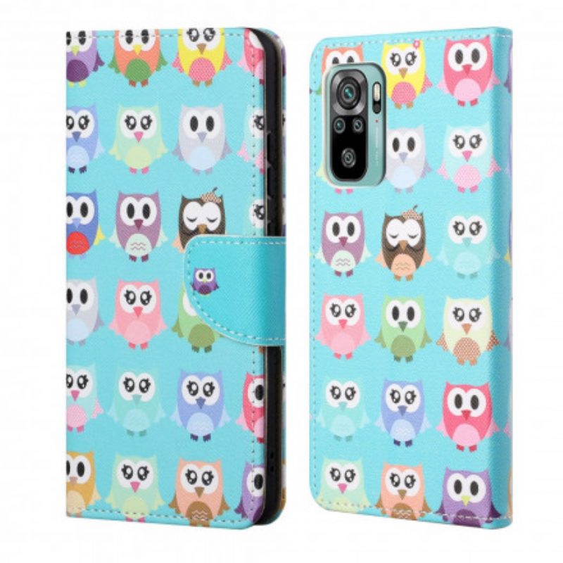 Custodia in pelle Xiaomi Redmi 10 Gufi Multipli