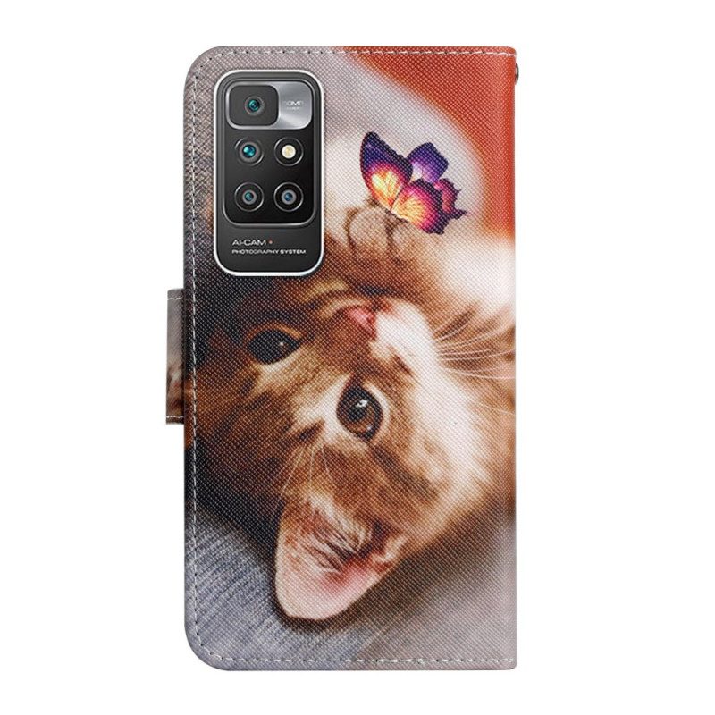 Custodia in pelle Xiaomi Redmi 10 Il Mio Gattino E La Mia Farfalla