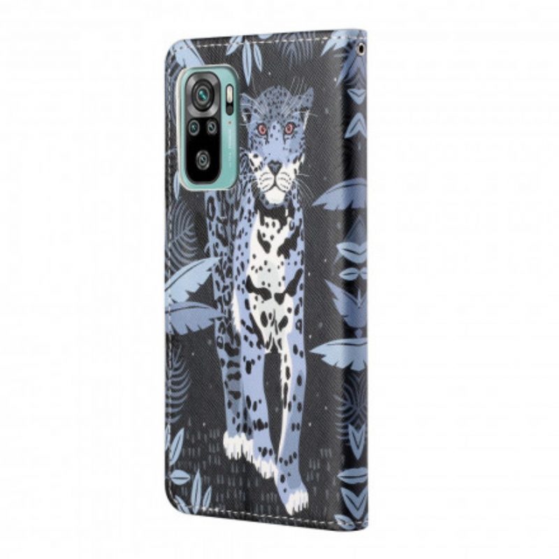 Custodia in pelle Xiaomi Redmi 10 Leopardo Con Spalline
