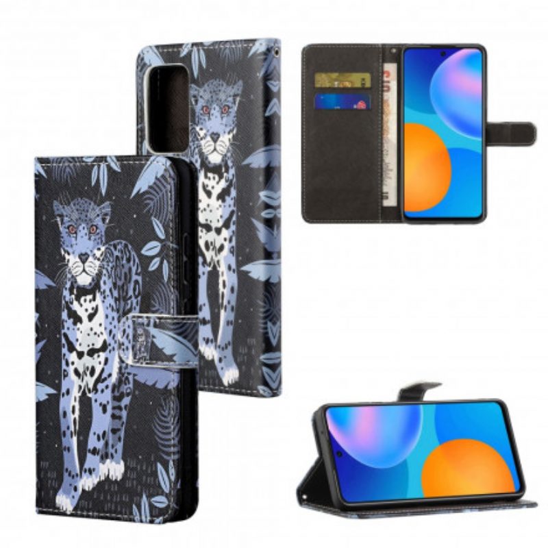 Custodia in pelle Xiaomi Redmi 10 Leopardo Con Spalline