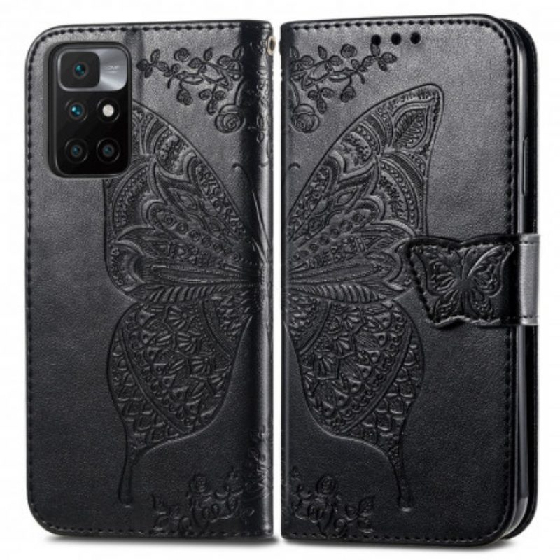 Custodia in pelle Xiaomi Redmi 10 Mezze Farfalle