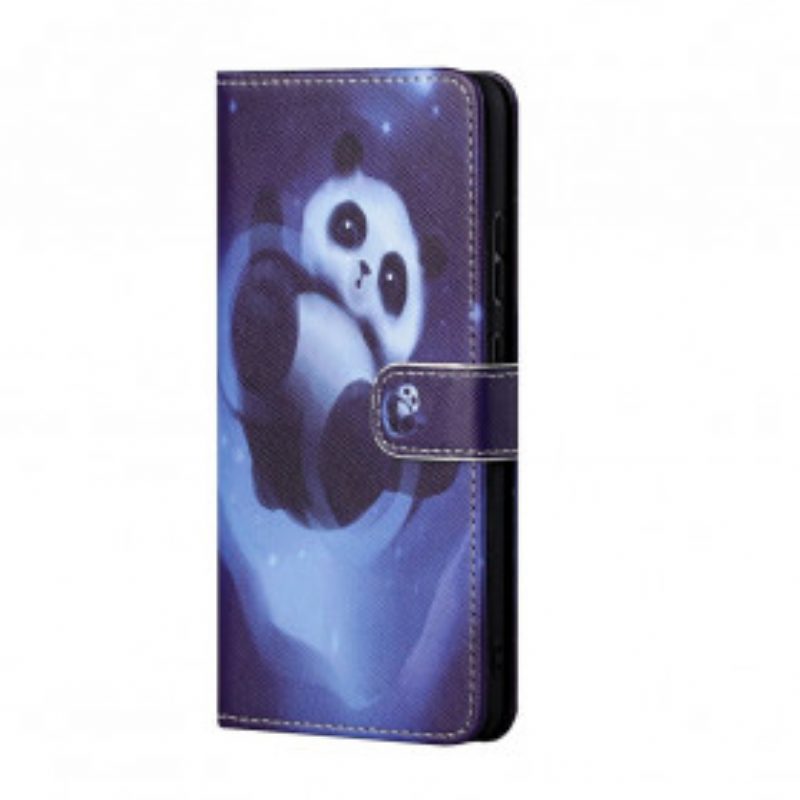 Custodia in pelle Xiaomi Redmi 10 Panda Space Con Cordino