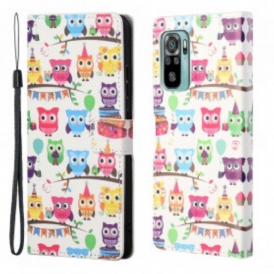 Custodia in pelle Xiaomi Redmi 10 Più Gufi Strappy