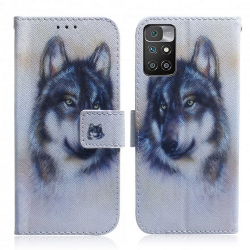 Custodia in pelle Xiaomi Redmi 10 Sguardo Canino