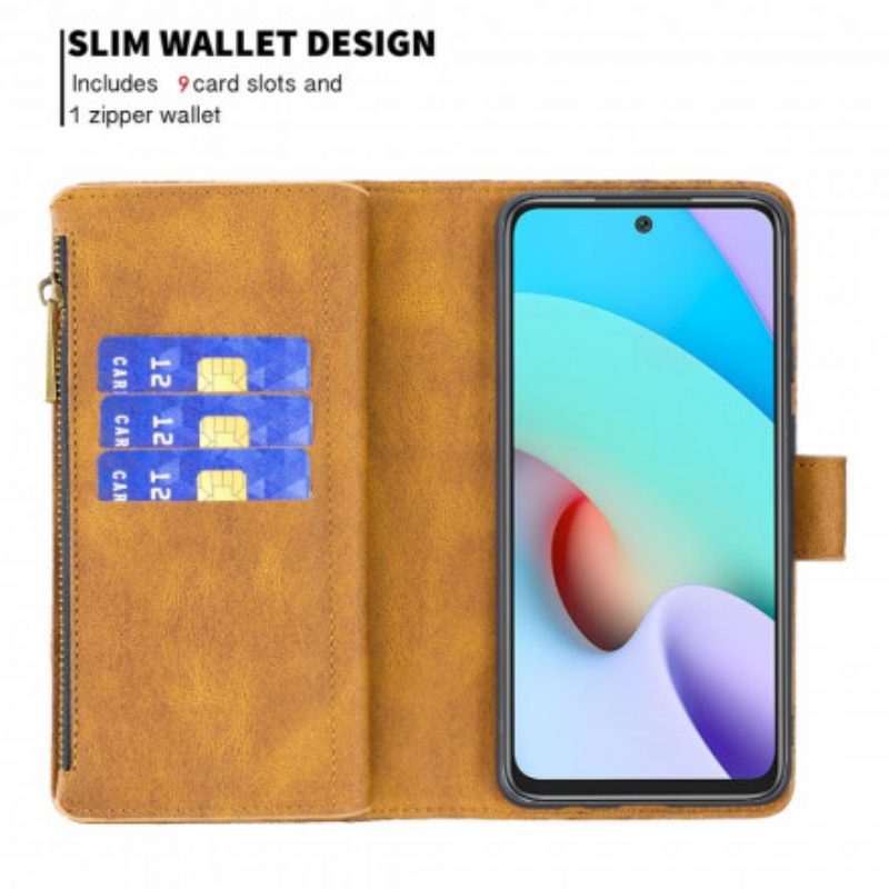 Custodia in pelle Xiaomi Redmi 10 Tasca Con Cerniera Barocco A Farfalla