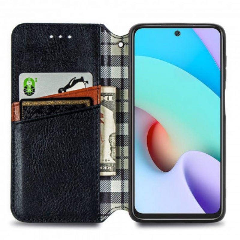Folio Cover Xiaomi Redmi 10 Custodia in pelle Texture Diamante Effetto Pelle