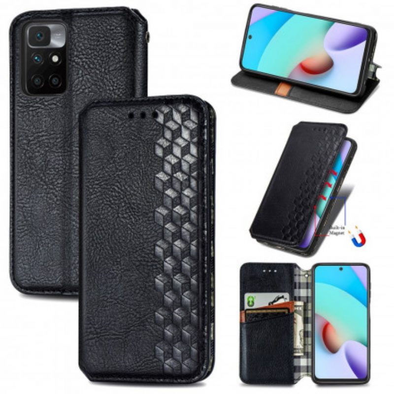 Folio Cover Xiaomi Redmi 10 Custodia in pelle Texture Diamante Effetto Pelle