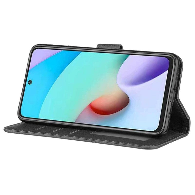 Folio Cover Xiaomi Redmi 10 Strappy Stile Geometrico In Pelle