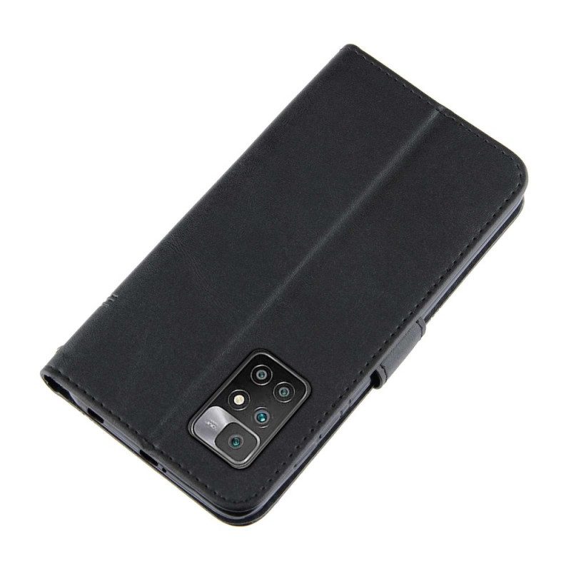 Folio Cover Xiaomi Redmi 10 Strappy Stile Geometrico In Pelle