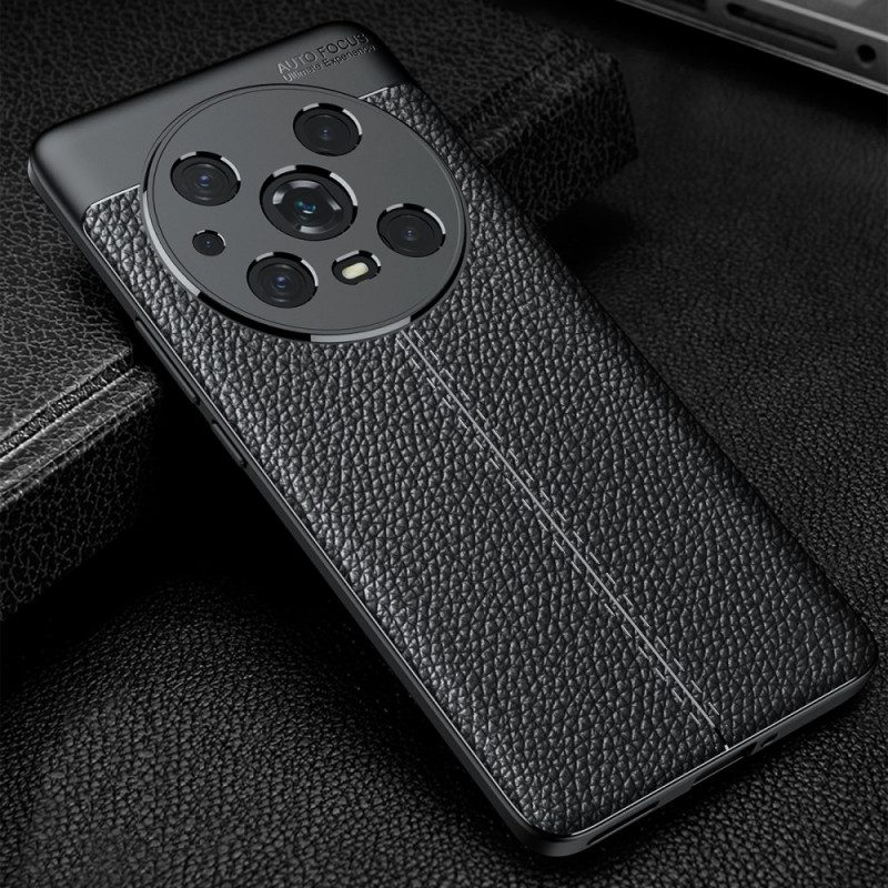 Cover Honor Magic 4 Pro Doppia Linea Litchi Effetto Pelle