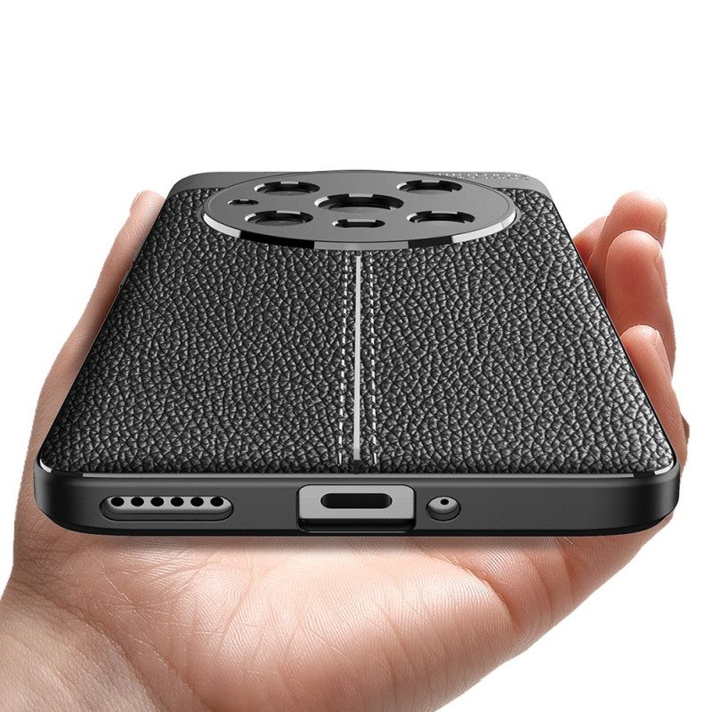 Cover Honor Magic 4 Pro Doppia Linea Litchi Effetto Pelle