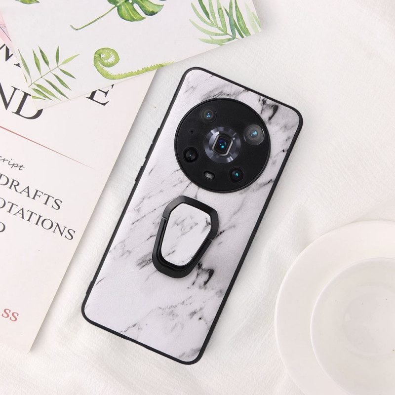 Cover Honor Magic 4 Pro Stile In Marmo Con Supporto Ad Anello