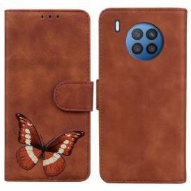 Custodia in pelle Honor 50 Lite Farfalla Dal Tocco Di Pelle