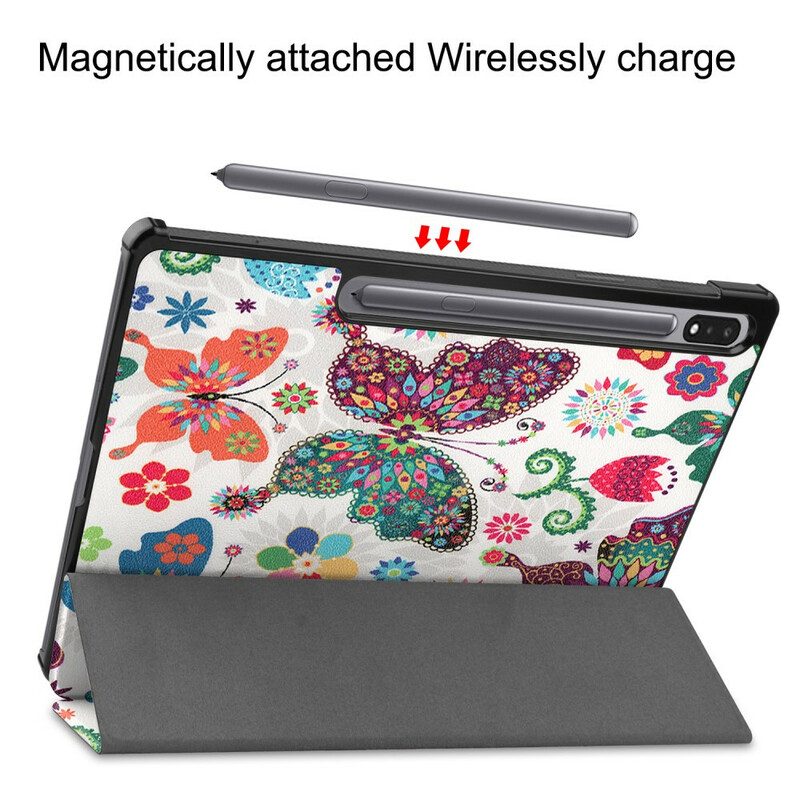 Custodia Samsung Galaxy Tab S7 FE Portapenne Fiore Vintage