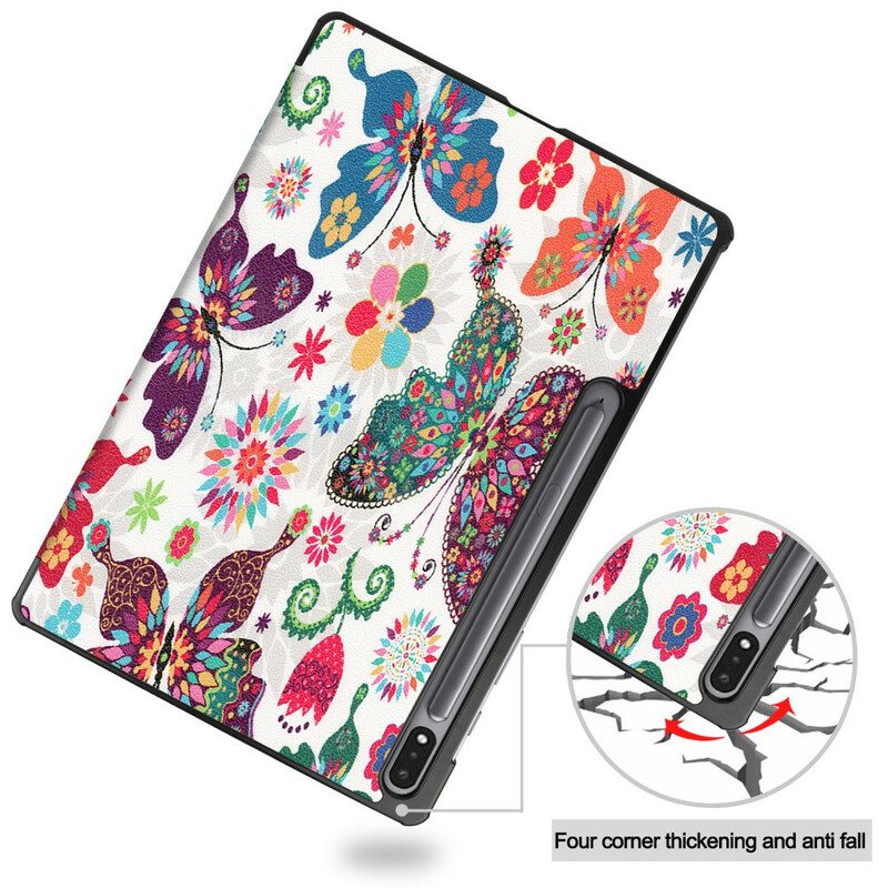 Custodia Samsung Galaxy Tab S7 FE Portapenne Fiore Vintage
