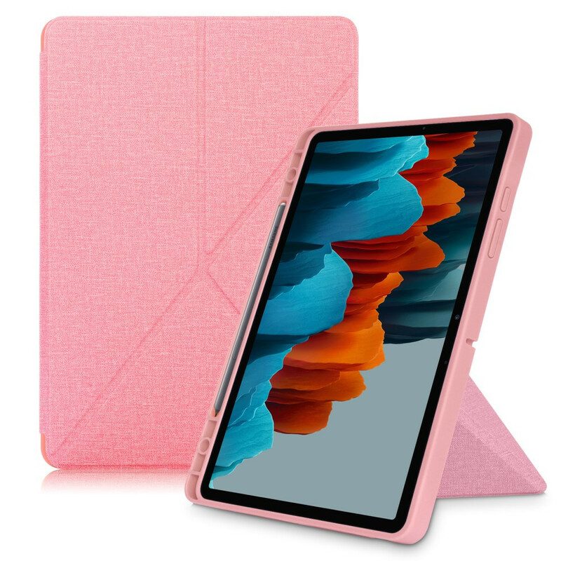 Custodia Samsung Galaxy Tab S7 FE Trama Del Tessuto Origami