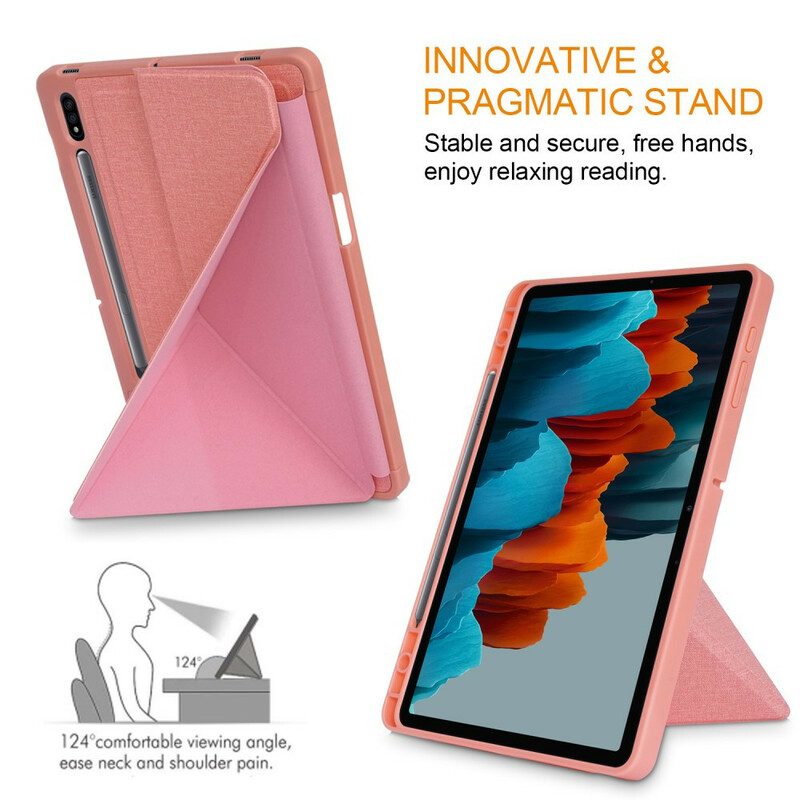 Custodia Samsung Galaxy Tab S7 FE Trama Del Tessuto Origami
