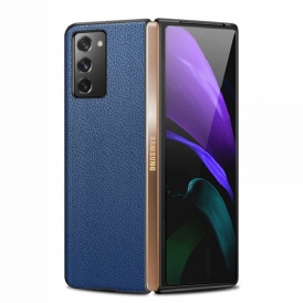 Cover Samsung Galaxy Z Fold 2 Vera Pelle Di Litchi