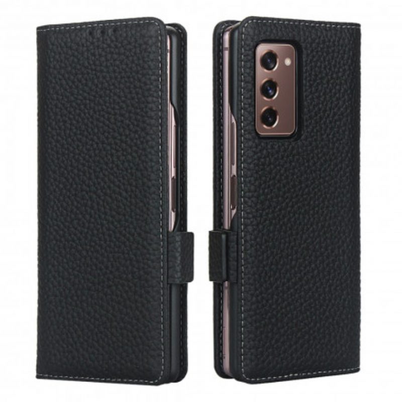 Custodia in pelle Samsung Galaxy Z Fold 2 Vera Pelle Di Litchi