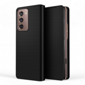 Folio Cover Samsung Galaxy Z Fold 2 Custodia in pelle Vera Pelle Nera