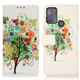 Custodia in pelle Moto G50 Albero Colorato