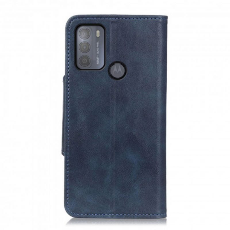 Custodia in pelle Moto G50 Bottone Decorativo In Ecopelle